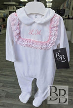 Load image into Gallery viewer, SG235 - White &amp; Pink velour babygrow