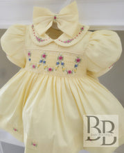 Load image into Gallery viewer, SLD1 - Lemon Puffball smocked dress
