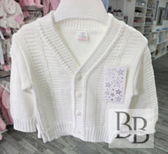 3506 - White Knitted V Neck Cardigan