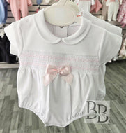 LBS26/7 - White & Pink Smocked romper