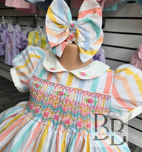 Load image into Gallery viewer, CSSD4 - Candy Striped Smocked dress