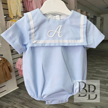Load image into Gallery viewer, SG280 - Blue &amp; White Cotton romper