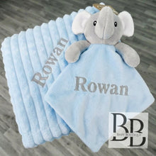 Load image into Gallery viewer, 017 - Blue personalised Blanket &amp; Comforter set