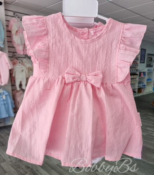 6301 - Pink cotton bow dress