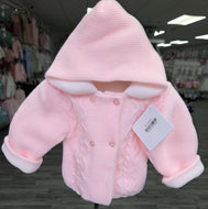 655P - Pink Cable knitted pram jacket