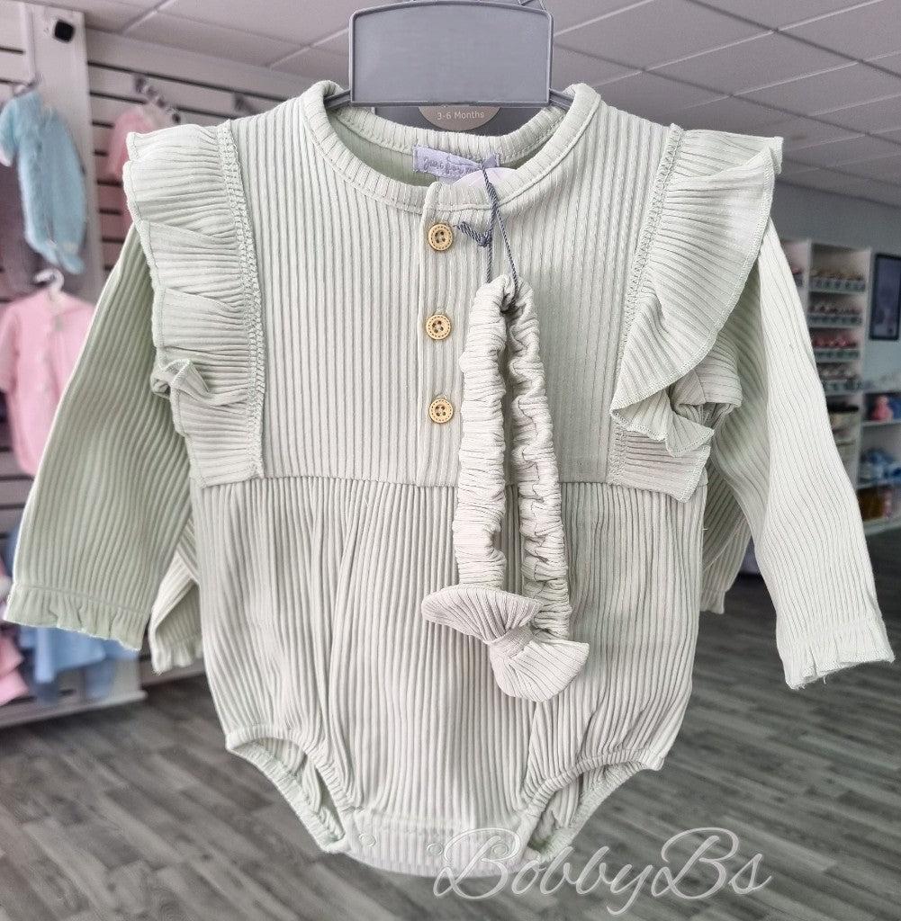 6177 - Sage green romper & hairband