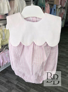SG242 - Pink Scalloped Edge Cotton stripe romper