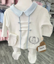 Load image into Gallery viewer, 2094 - Ivory &amp; Blue Layette set