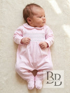 26012 - Pink Cotton smocked babygrow