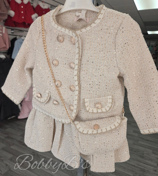 BS8104 - Luxury Woven skirt, jacket and bag set