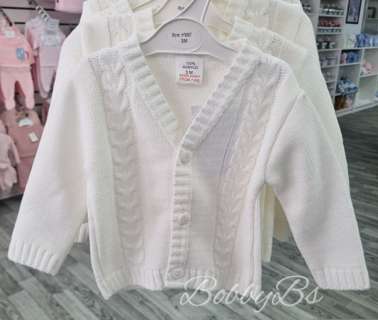 3887 - White cable knitted cardigan