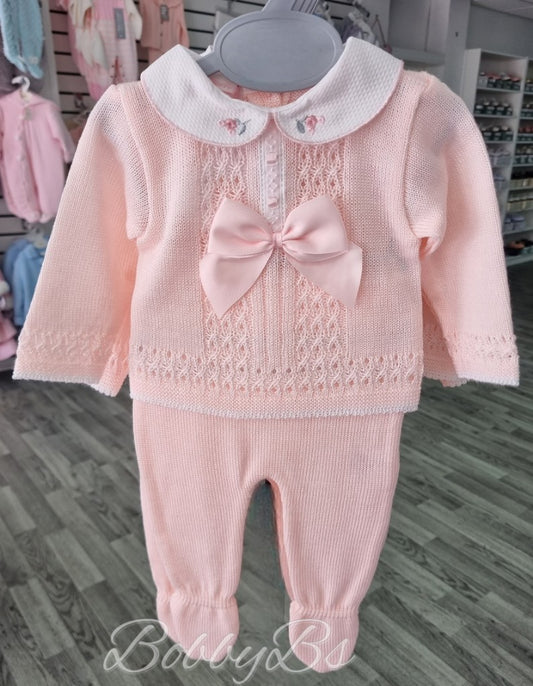 10100 - Pink fine knit trouser set