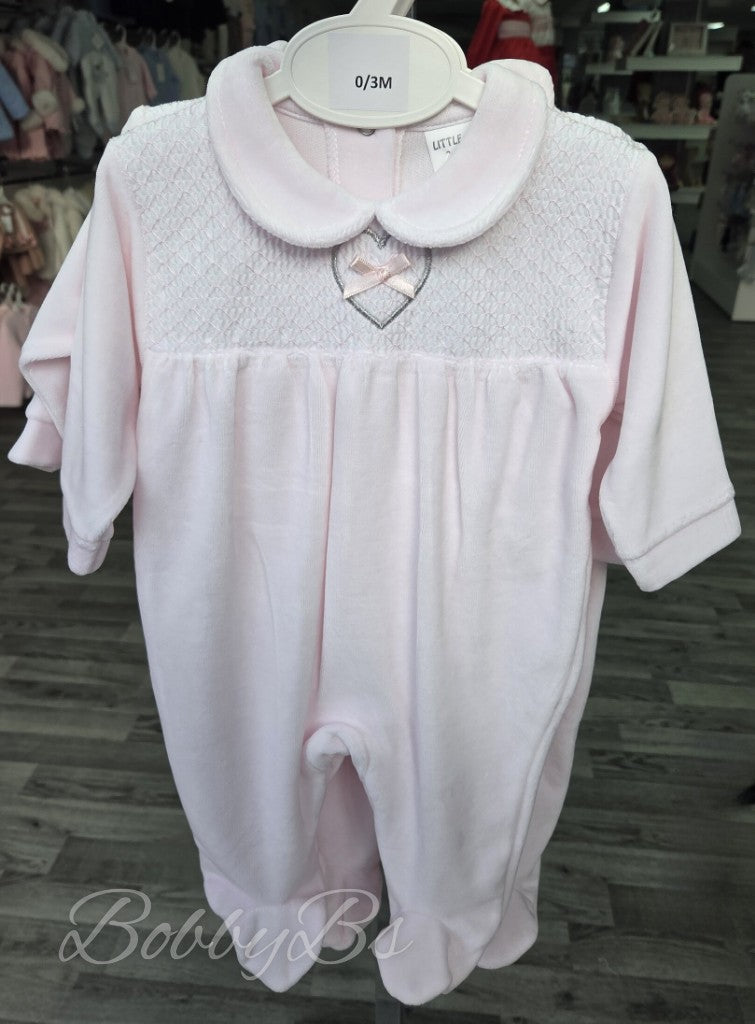 LBW25/800 -  Pink smocked babygrow