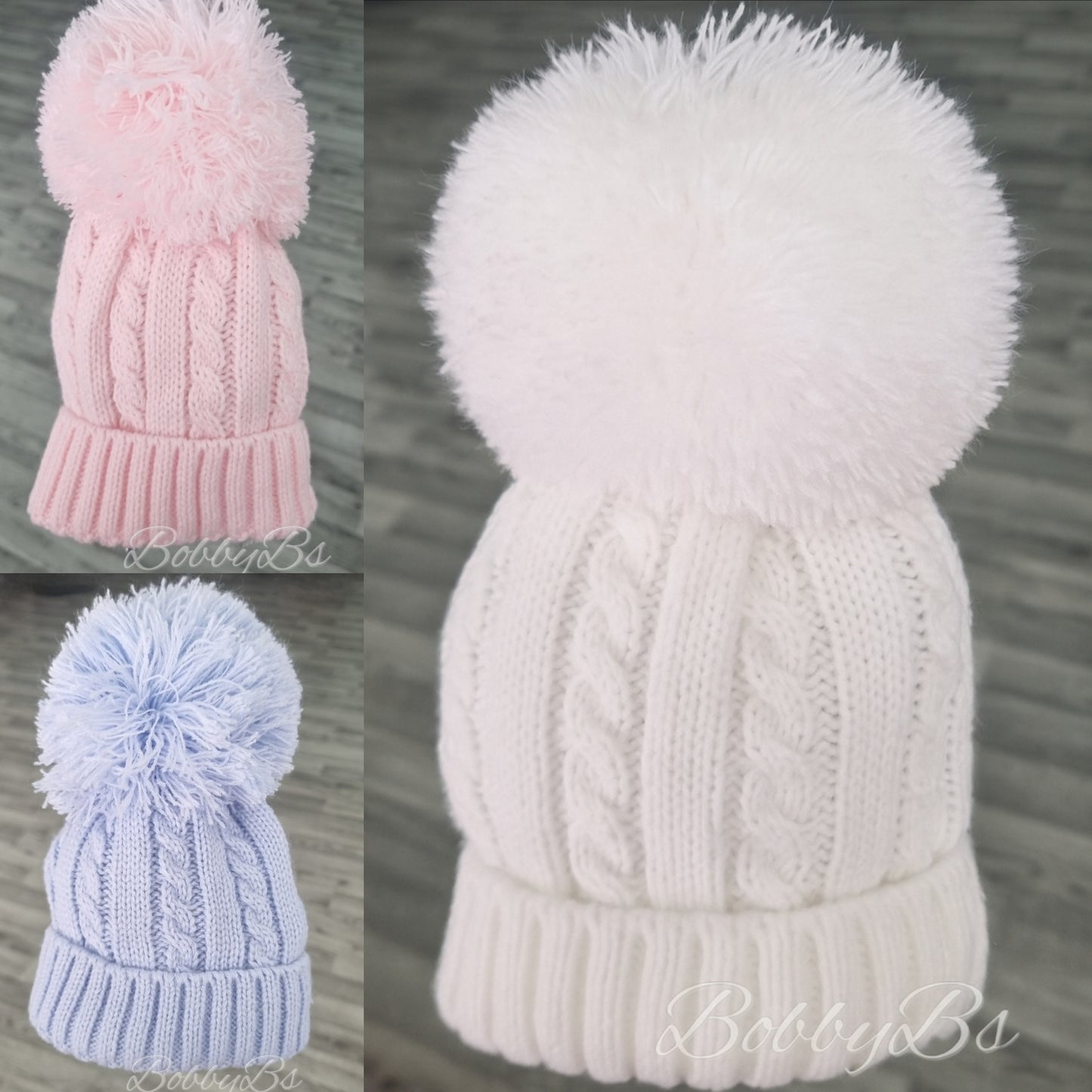 0620 - Knitted Cable Pompom hat