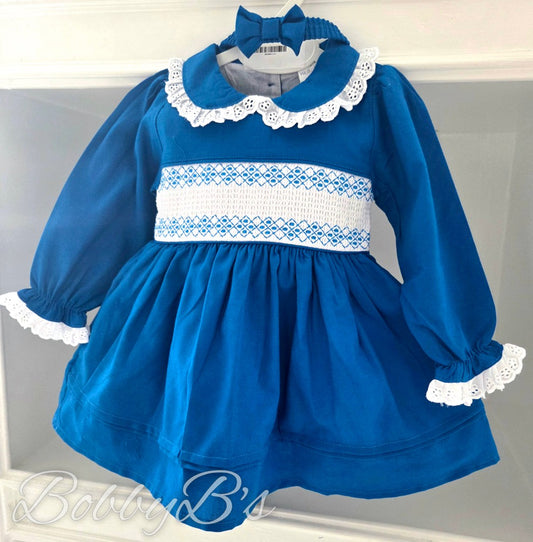 3881 - Blue Smocked dress set