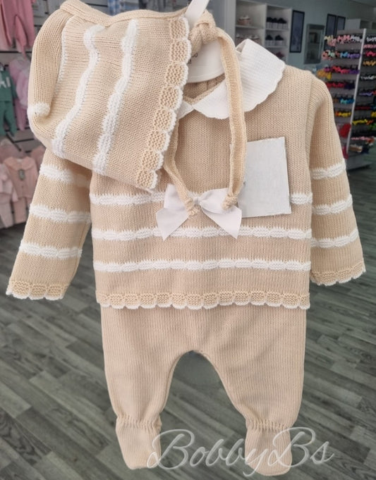 24/211 -Beige First Size 3PC Knitted set