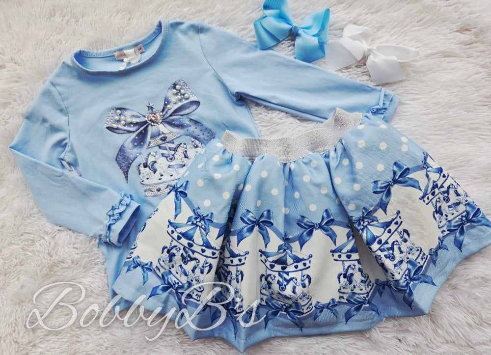 YG12 - Blue Bow Skirt set