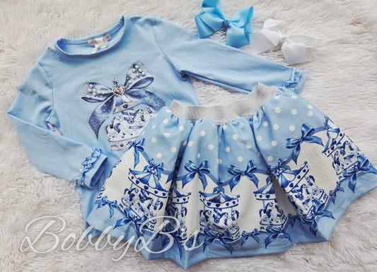 YG12 - Blue Bow Skirt set