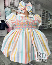 Load image into Gallery viewer, CSSD4 - Candy Striped Smocked dress