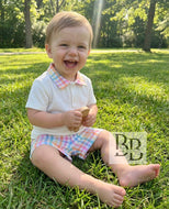 T176 - White Checked Short set