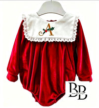 Load image into Gallery viewer, GRVC8 - Red Velvet style traditional Christmas romper