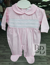 Load image into Gallery viewer, 26012 - Pink Cotton smocked babygrow