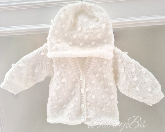 WBC06 - White knitted bobble cardigan set
