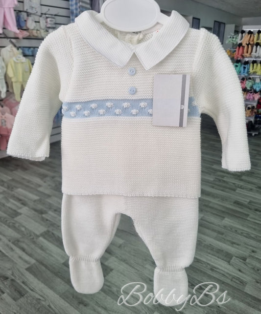 24/117 -White&Blue First Size 3PC Knitted set