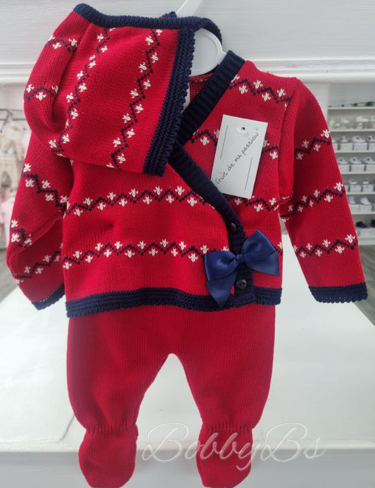 22/314 - Red First Size 3PC Knitted set