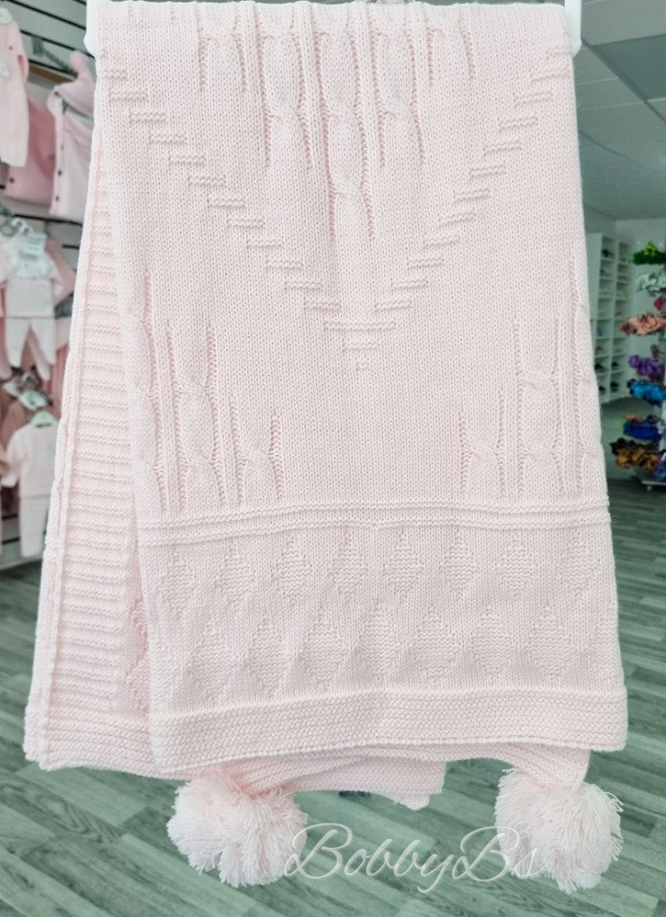 1074 - Knitted Pompom Shawl