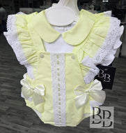 KL33 - Lemon Satin Bow Romper set