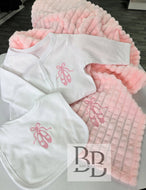 BGS1 -MADE TO ORDER  Ballerina Babygrow & Blanket giftset
