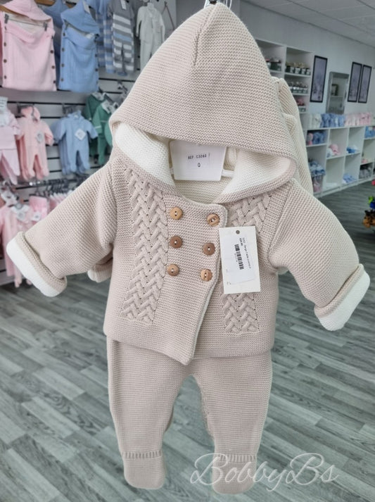 3262 - Beige Cable Pramsuit