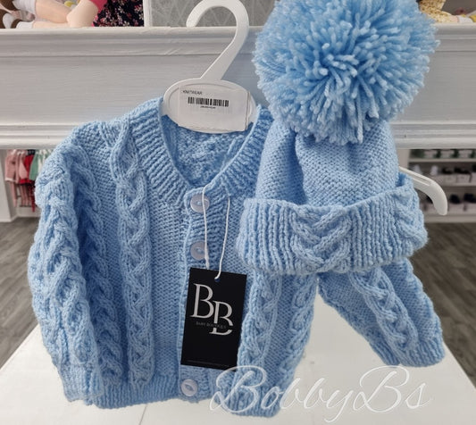 BCAK1 - 0-3month Blue Aran set