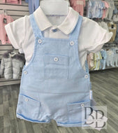 6429 - Blue Dungaree short set