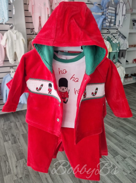 421 - Christmas Velour Smocked 3PC