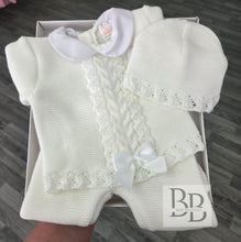 Load image into Gallery viewer, 1562 - White First Size 3PC Knitted set