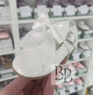 KYLIE - White Hardsole Patent bow shoe
