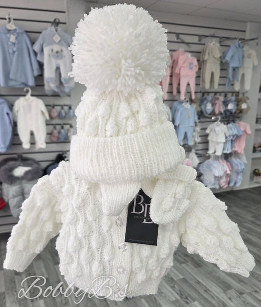 HKT8 - White bobble cardigan set