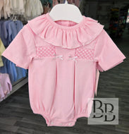 SG261 - Pink Cotton smocked romper