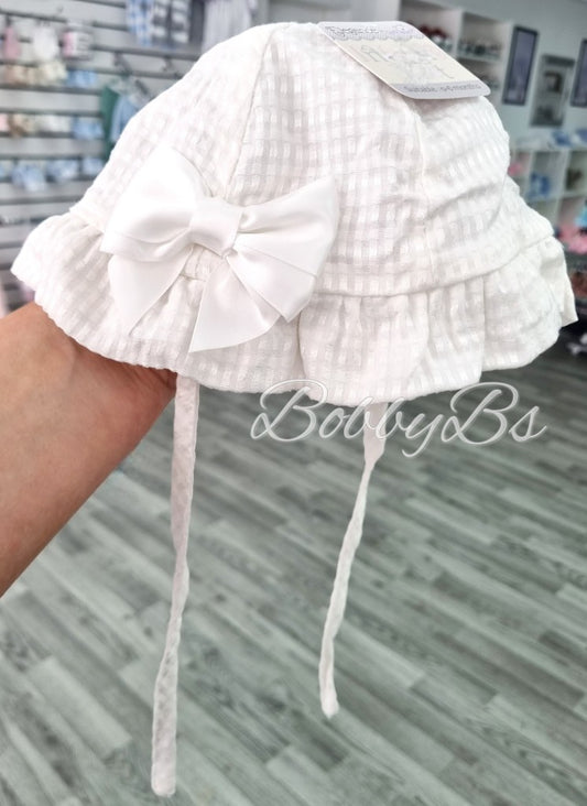 H82 - Ivory satin bow Summer hat