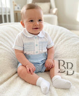 7238 - Baby & Toddler Boys Smocked Short Set | 0-6 Months to 3-4 Years