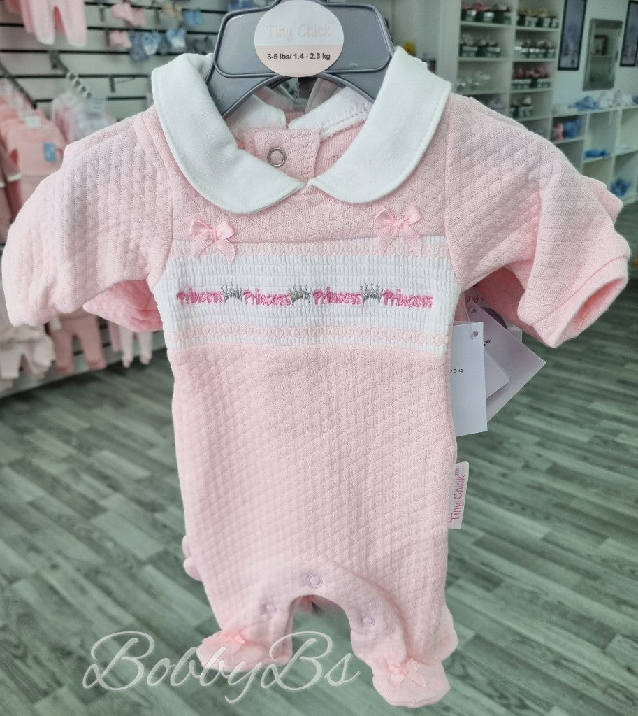 20390- Premature pink smocked 'Princess' Babygrow