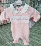 20390- Premature pink smocked 'Princess' Babygrow