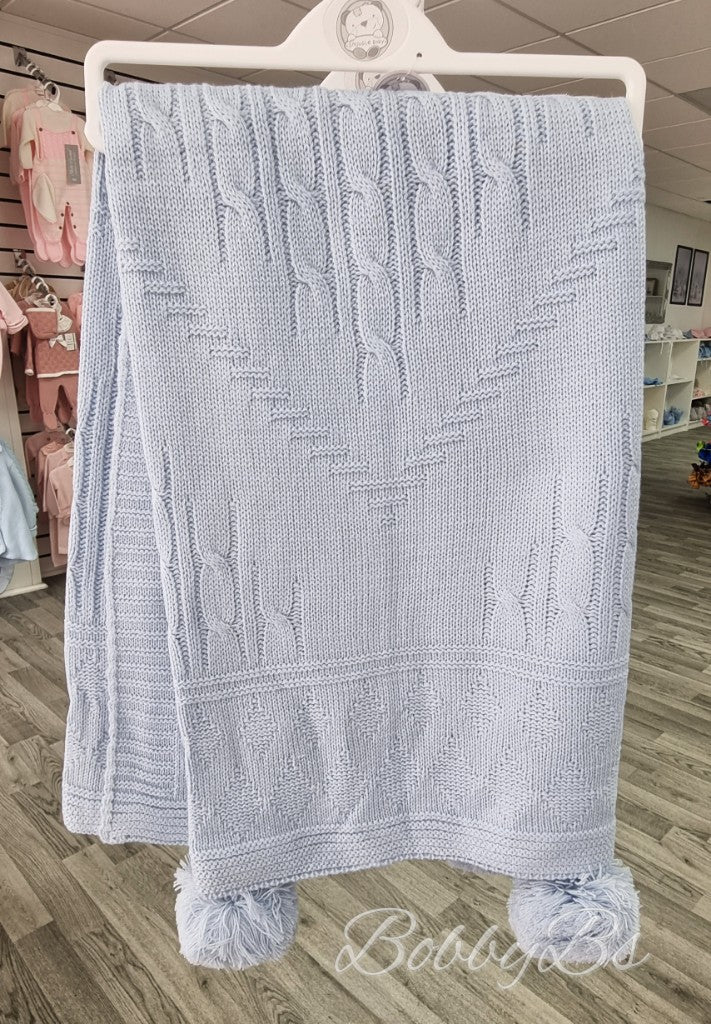 1074 - Knitted Pompom Shawl
