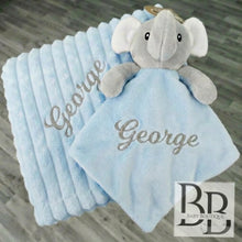 Load image into Gallery viewer, 017 - Blue personalised Blanket &amp; Comforter set