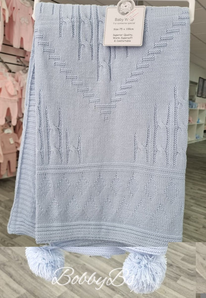 1074 - Knitted Pompom Shawl