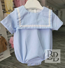 Load image into Gallery viewer, SG280 - Blue &amp; White Cotton romper