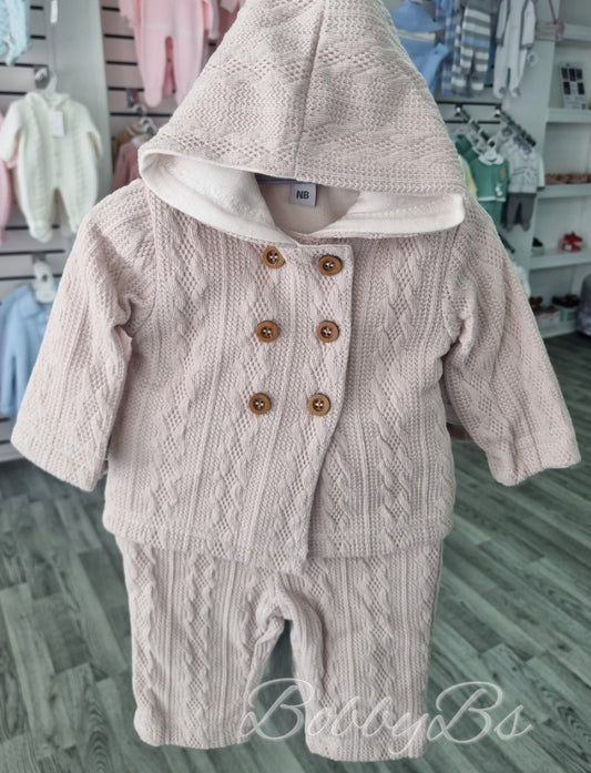 2529 - Beige Cable trouser set