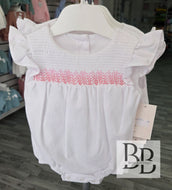 SG278 - White & Pink Smocked romper